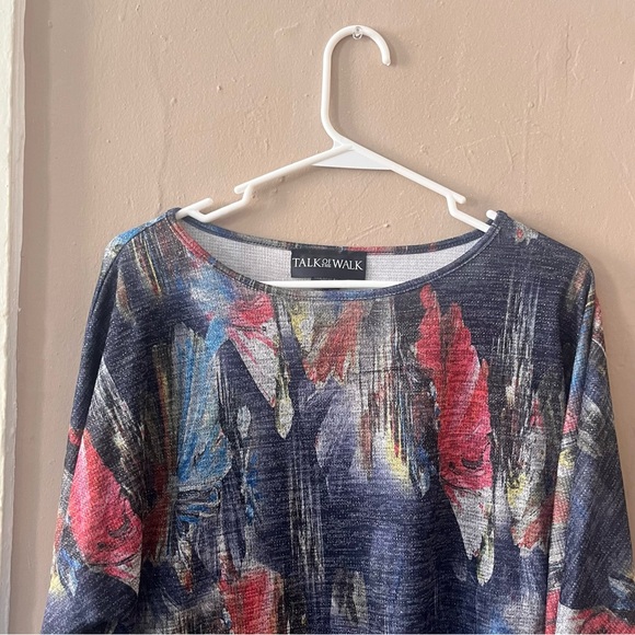 🏷️ 🆕 🎉 nwt! • multicolor abstract metallic knit floral scoop neck top - Picture 10 of 17